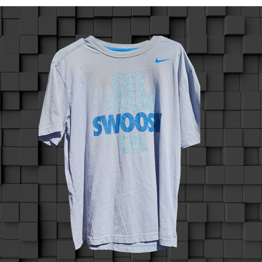 Men's Nike get your swoosh on Dri-fit T-Shirt Gray Blue Size L